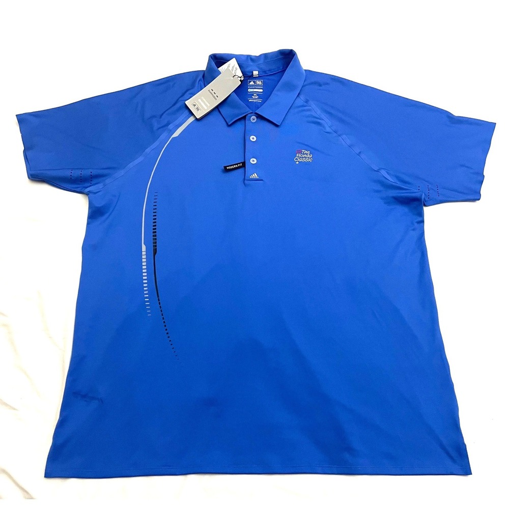 NEW‎ Adidas The Honda Classic Golf Polo Shirt Mens 2XL Blue Puremotion Lycra $90